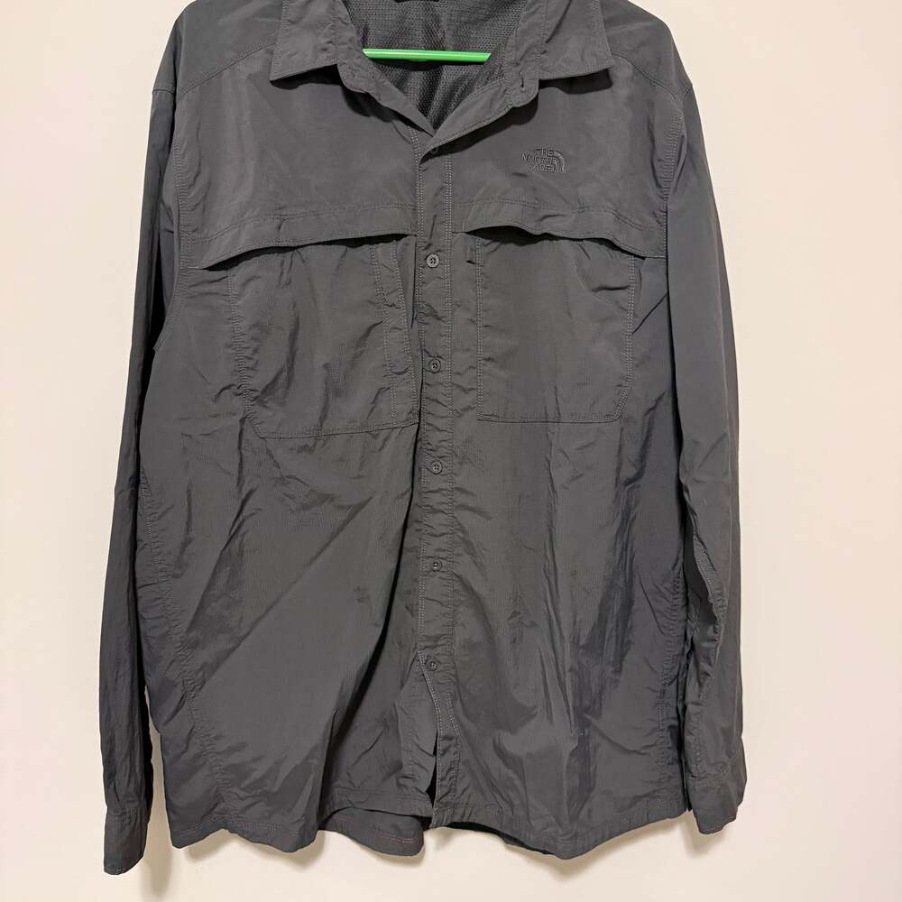 The North Face‎ Button Up Long Sleeve Gray Roll Tab Fishing Shirt